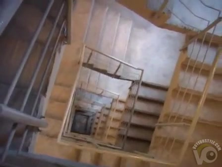 Click to play video Pissing down the stairs